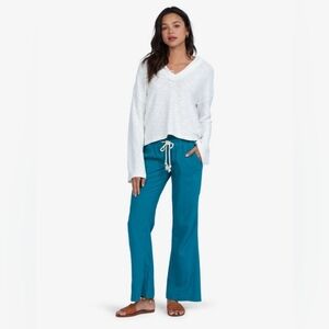 Roxy Teal Pants with White Drawstring